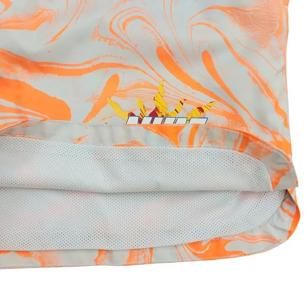 Nike Sportswear Woven Lined Flow Swirl Shorts Mens Small Gray Orange Swimming